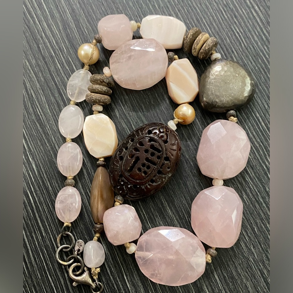 Silpada Rose Quartz & Mixed Stone Statement Necklace